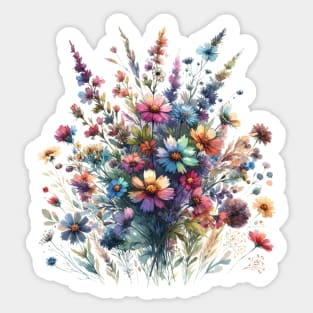 Bouquet Of Flowers In Watercolor Sticker